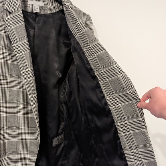 H&M | Light Grey Checked Jacket with Belt - Picture 7 of 8
